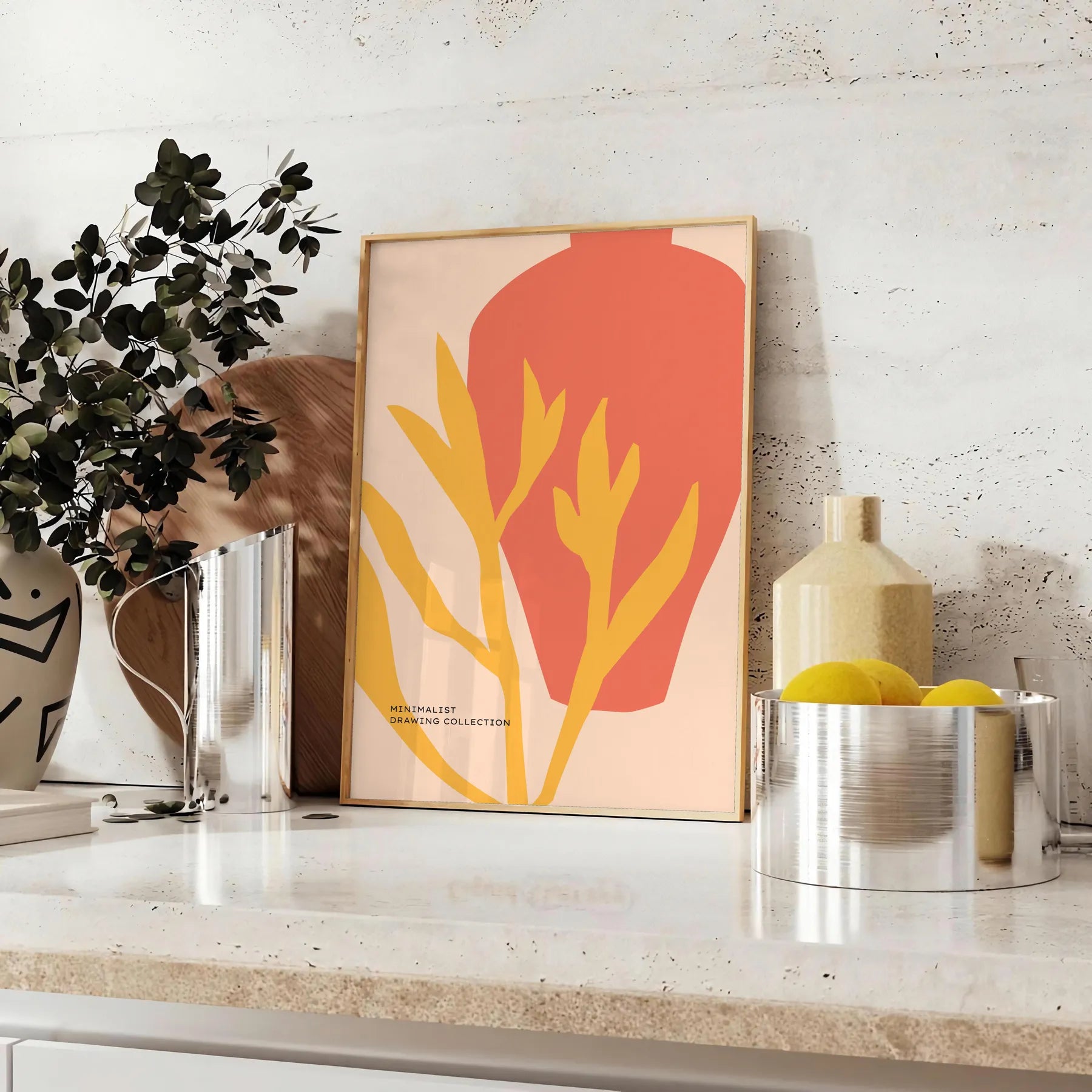 space Botanical Vintage Poster rich orange brown hues essence nature wall art unique gift classic touch room A4 cm A0