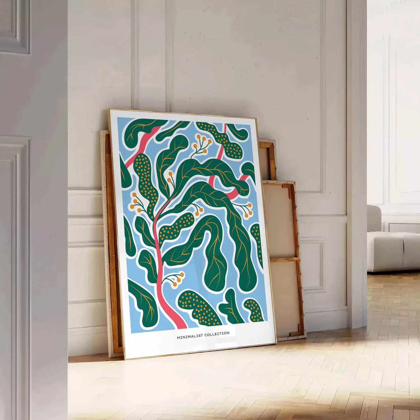 space stunning vintage botanical prints serene green blue hues elegant plant poster perfect wall art piece thoughtful gift nature lover framed frame