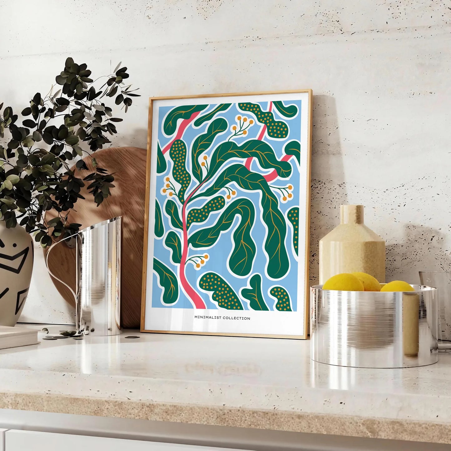 space stunning vintage botanical prints serene green blue hues elegant plant poster perfect wall art piece thoughtful gift nature lover framed frame