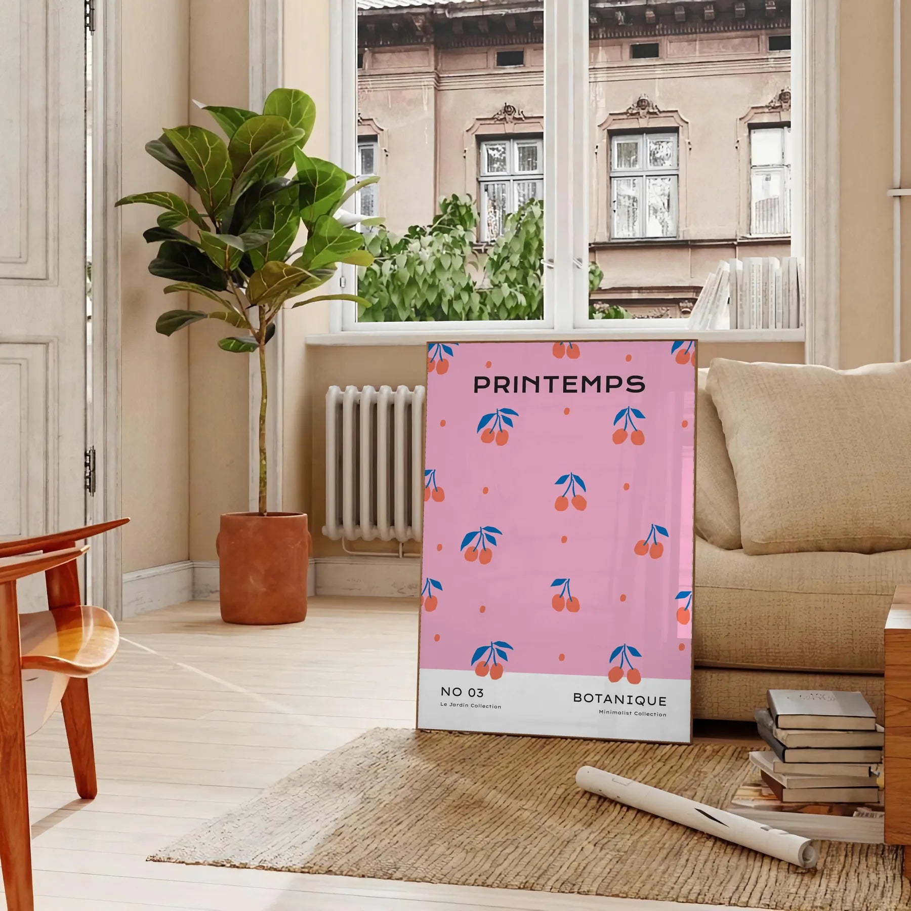 space vibrant botanical poster orange blue hues wall art unique gift high quality print life room sizes A4 cm A0 splash nature decor today