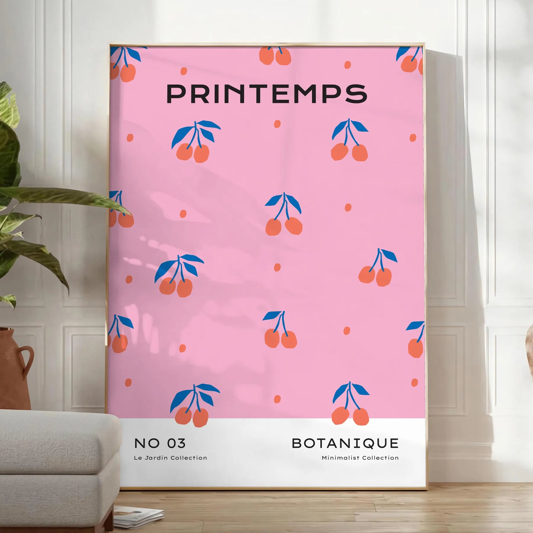 space vibrant botanical poster orange blue hues wall art unique gift high quality print life room sizes A4 cm A0 splash nature decor today