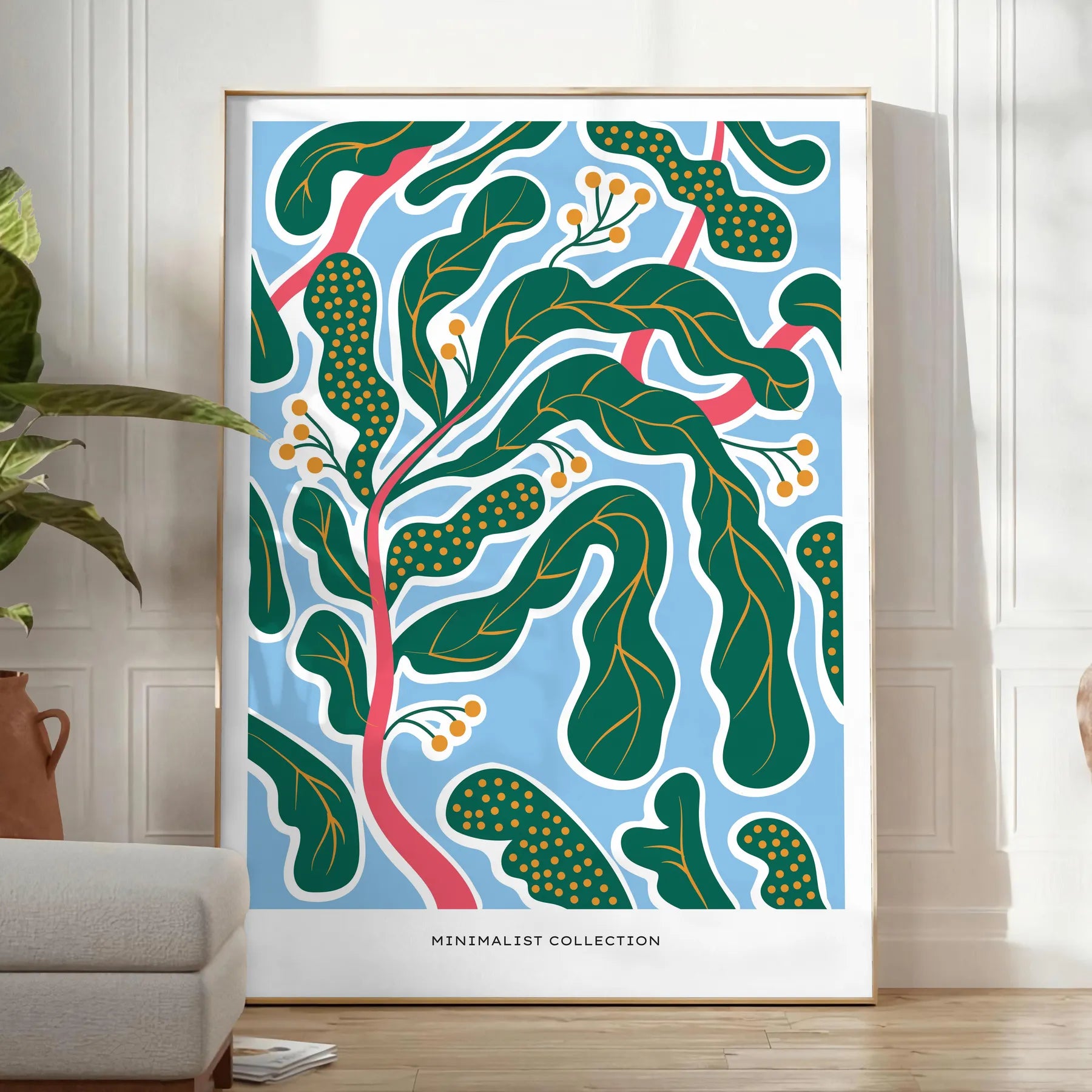 space stunning vintage botanical prints serene green blue hues elegant plant poster perfect wall art piece thoughtful gift nature lover framed frame